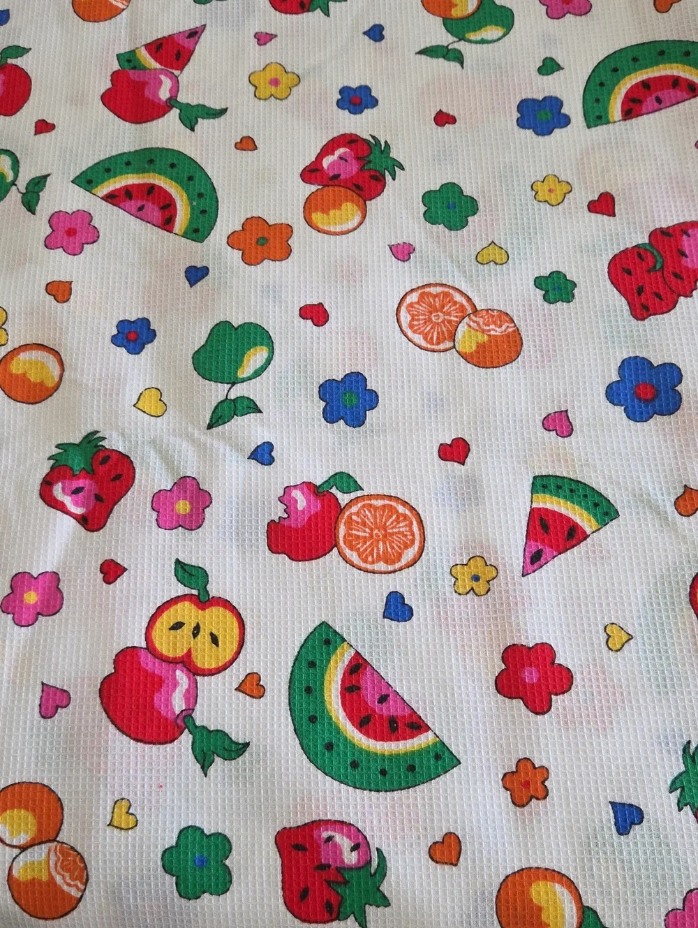 Super Rare Vintage Waffle Weave Summer Craft Quilt Sewing Cotton Fabric 2.1yds
